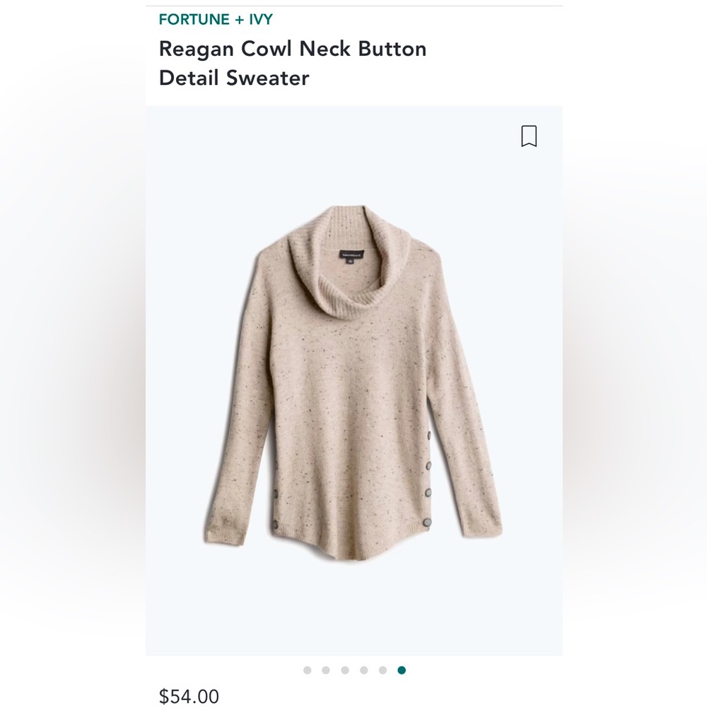 NWT Reagan Cowl Neck Button detail sweater- size S